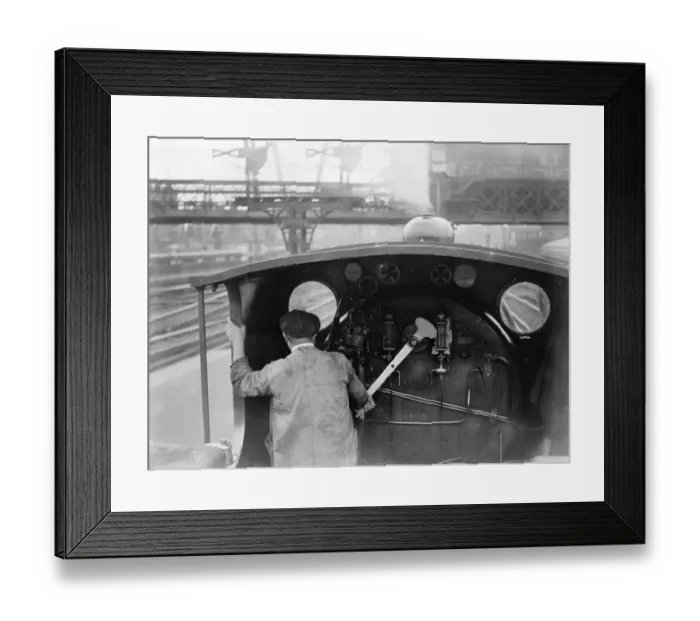 Framed Print : The driving cab of a typical Southern Railway Engine at Waterloo Station. 2 July 1923 Framed Print : The driving cab of a typical Southern Railway Engine at Waterloo Station. 2 July 1923