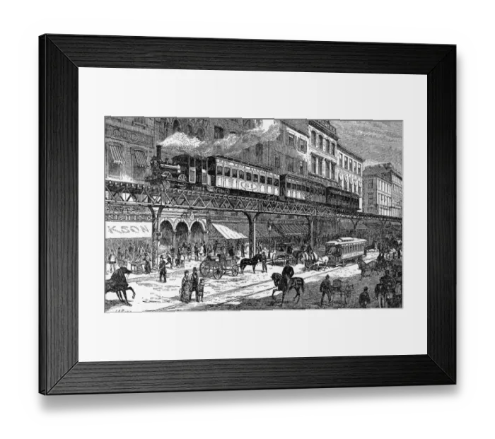 Framed Print : New Yorks New Elevated Railway This line has not been constructed without considerable Framed Print : New Yorks New Elevated Railway This line has not been constructed without considerable