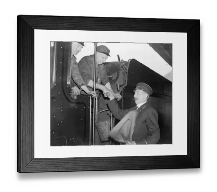 Framed Print : Paddington. Guard Edward Hurley, for 43 years one of the senior passenger guards Framed Print : Paddington. Guard Edward Hurley, for 43 years one of the senior passenger guards