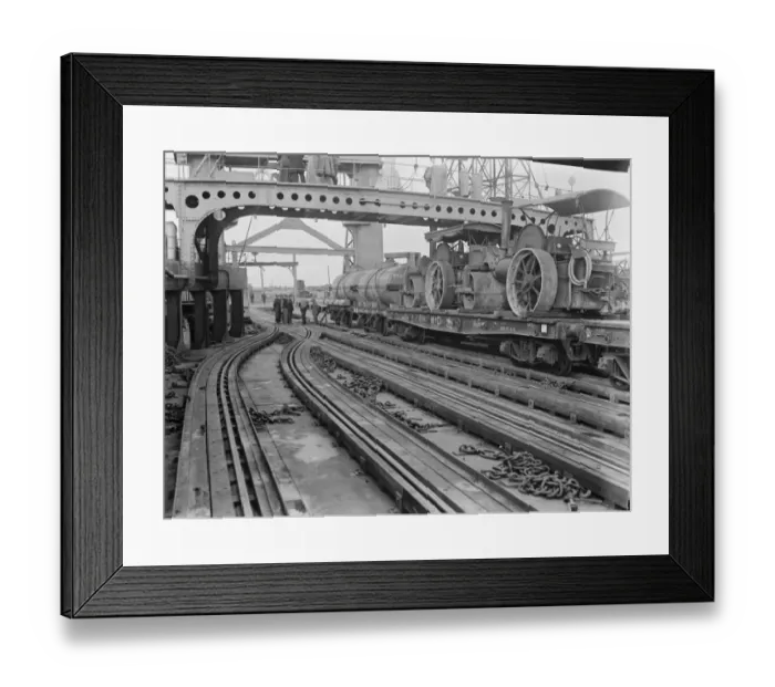 Framed Print : An overview of the Richborough Train Ferry on the east coast of Kent showing steam Framed Print : An overview of the Richborough Train Ferry on the east coast of Kent showing steam