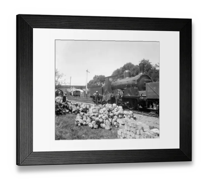 Framed Print : Wicker baskets, which will be used to harvest the strawberry crop, piled on Framed Print : Wicker baskets, which will be used to harvest the strawberry crop, piled on
