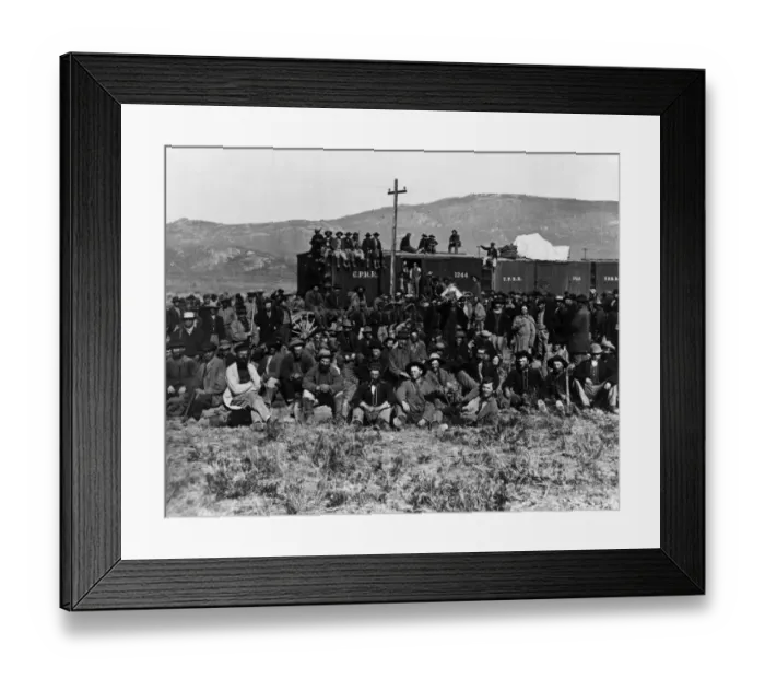 Framed Print : Paymasters car at Blue Creek Station. From 250 in 1865 the construction forces grew to 10