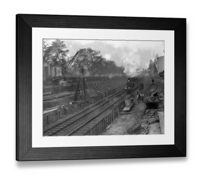 Framed Print : Underground Extension Works - The scene at Leytonstone during the extension of
