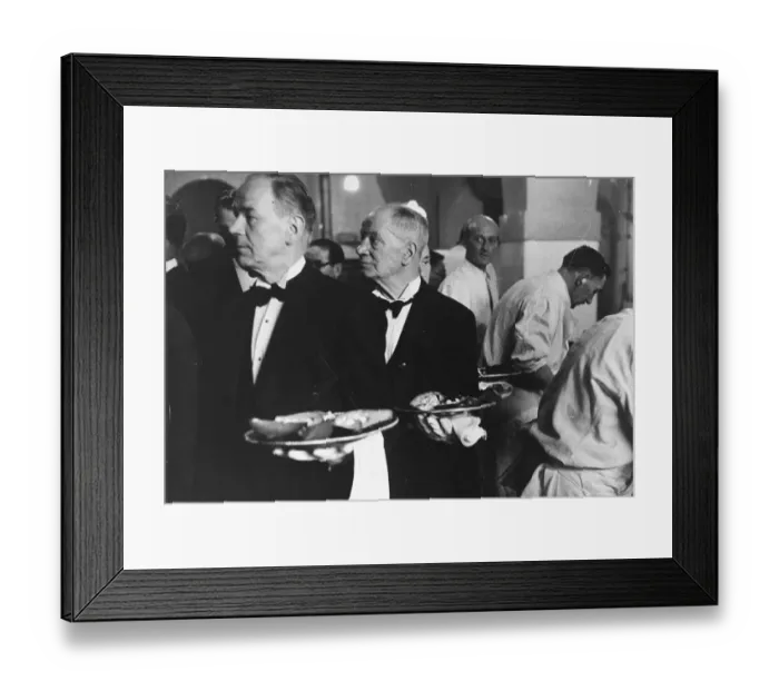 Framed Print : Waiters collect orders in the kitchen for the first course of a state banquet, Avocado Pears Framed Print : Waiters collect orders in the kitchen for the first course of a state banquet, Avocado Pears