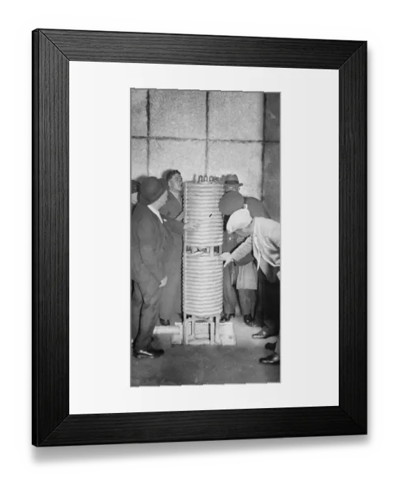 Framed Print : Refrigerators keep apples in condition. Equipped with giant refrigerators and all
