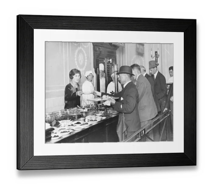 Framed Print : (damaged caption) A new cafeteria - or help yourself restaurant