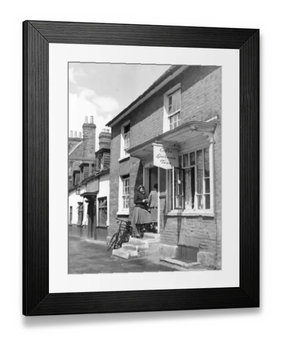 Framed Print : Coffee Luncheons Teas Elevenses at a tea room in Wokingham August 1942 Framed Print : Coffee Luncheons Teas Elevenses at a tea room in Wokingham August 1942
