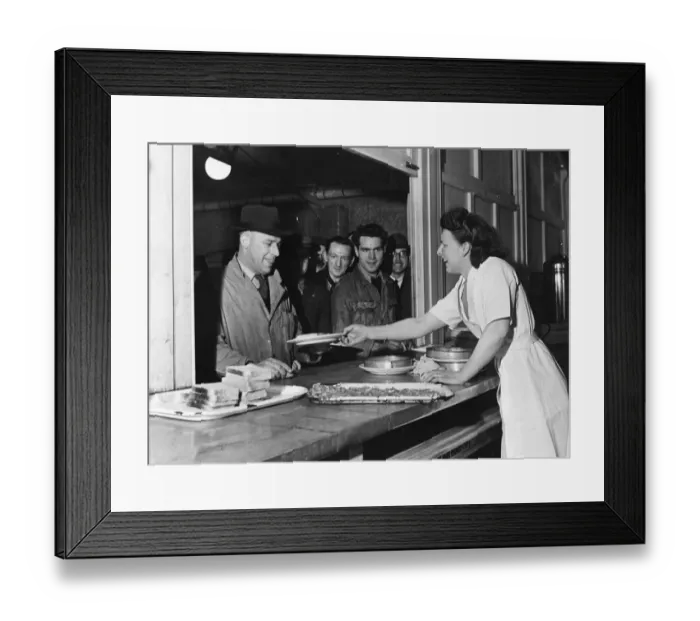 Framed Print : The canteen at the Austin Motor Works where workers queue up to be served. Longbridge Framed Print : The canteen at the Austin Motor Works where workers queue up to be served. Longbridge