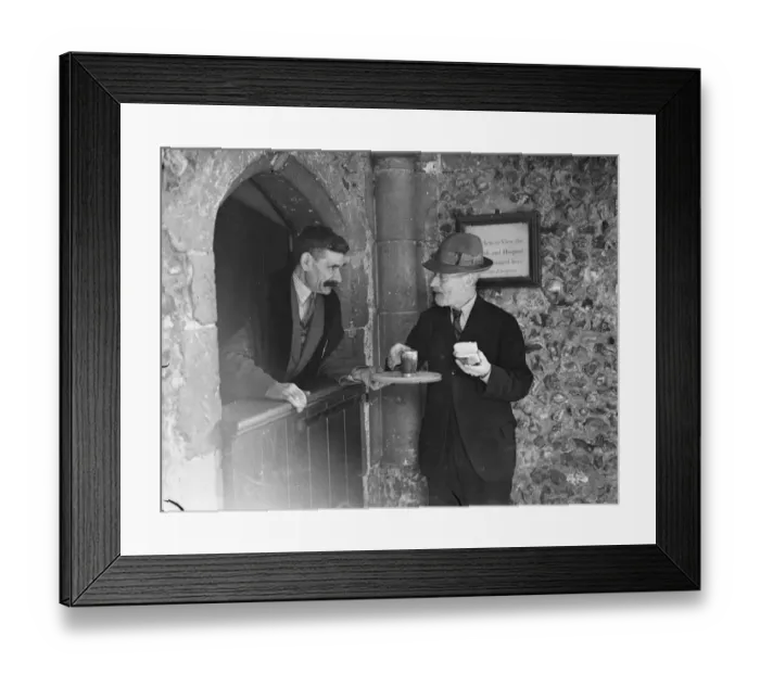 Framed Print : Where hospitable custom of a century survives. Free ale and bread for wayfarers Framed Print : Where hospitable custom of a century survives. Free ale and bread for wayfarers