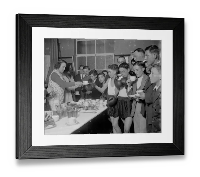 Framed Print : Tea break at the Eltham Boys Boxing Club. 1936 Framed Print : Tea break at the Eltham Boys Boxing Club. 1936