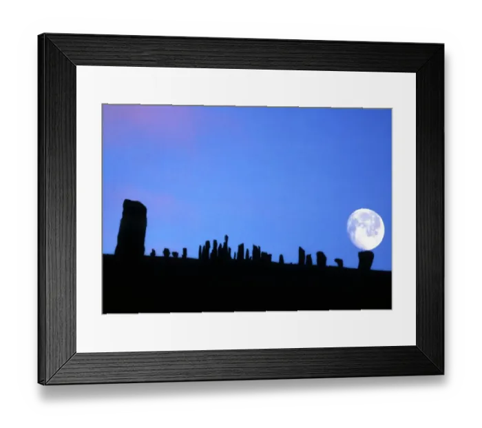Framed Print : The skimming of the Moon ( saros circle ) at the circle of Callanish, Isle of Lewis