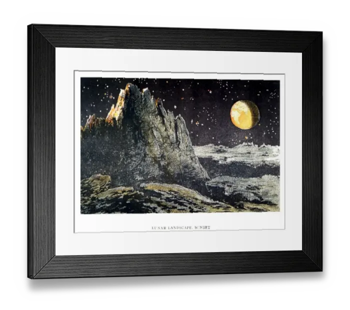 Framed Print : PLANETS -EARTH Lunar landscape - Earth-set Framed Print : PLANETS -EARTH Lunar landscape - Earth-set