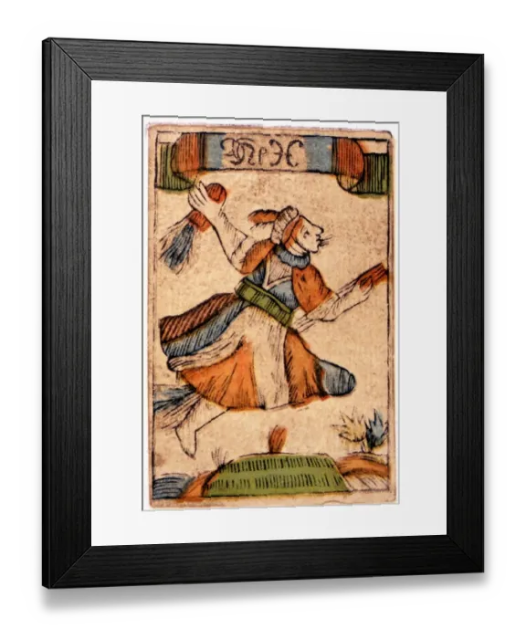 Framed Print : Cartomancy Playing Cards The Witch (Hex) from a pack of cards for an old Rheinish Framed Print : Cartomancy Playing Cards The Witch (Hex) from a pack of cards for an old Rheinish