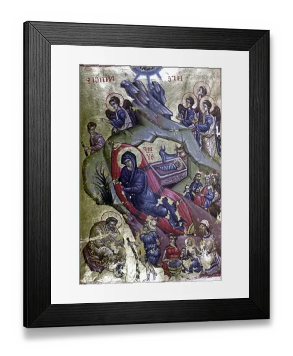 Framed Print : The Nativity. Blessed Virgin and some saints. Thessalonika, 1st half 14th Cent