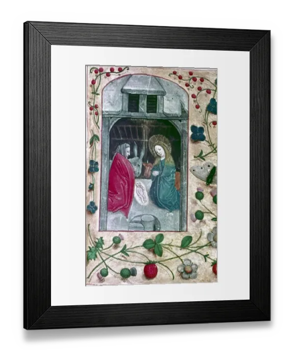 Framed Print : Nativity. Book of Hours, Flanders, 2nd half 15th Cent Framed Print : Nativity. Book of Hours, Flanders, 2nd half 15th Cent