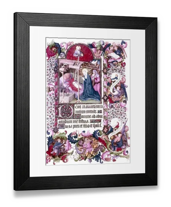 Framed Print : Nativity and Adoration. Book of Hours, French 1407 Framed Print : Nativity and Adoration. Book of Hours, French 1407