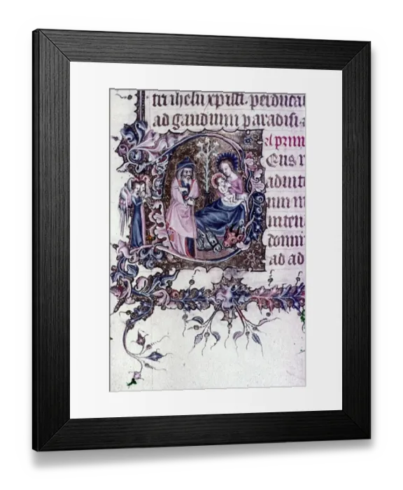 Framed Print : Nativity, Joseph with musical angels. English Illumination in 13th and 14th Cent