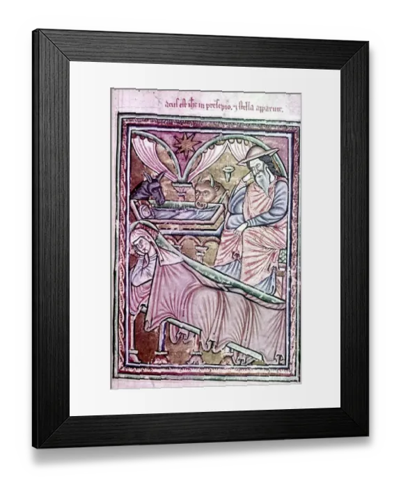 Framed Print : Nativity. English Psalter, late 12th Cent
