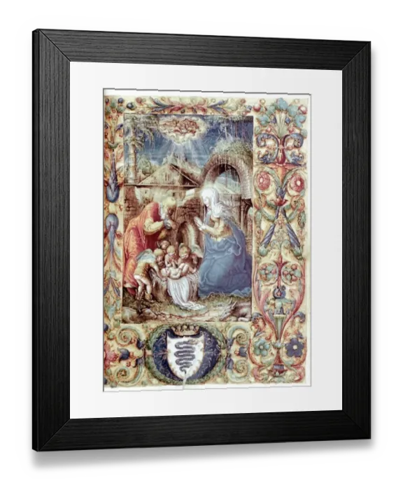Framed Print : The Nativity. Book of Hours for Bona Sforza, Polish, 1527 Framed Print : The Nativity. Book of Hours for Bona Sforza, Polish, 1527