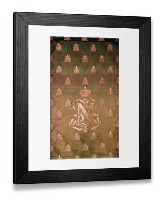 Framed Print : Green and Gold Damask with Crest of Napoleon III and Bees. Charles Louis Napoleon Bonaparte Framed Print : Green and Gold Damask with Crest of Napoleon III and Bees. Charles Louis Napoleon Bonaparte