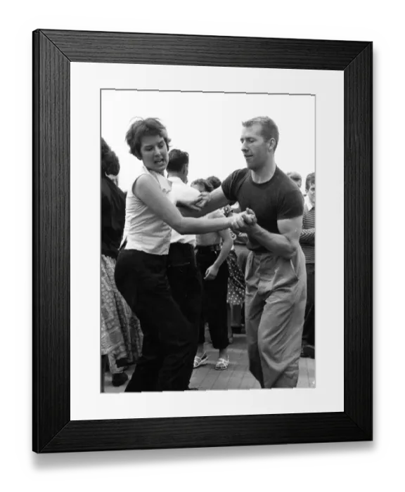 Framed Print : Dancing the jive to jazz on the river 1955 dance / dancing / party season / celebration Framed Print : Dancing the jive to jazz on the river 1955 dance / dancing / party season / celebration