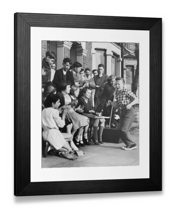Framed Print : Open Air Rehearsal. Rehearsing in the streets of Deptford finds a ready audience for Peter Martin Framed Print : Open Air Rehearsal. Rehearsing in the streets of Deptford finds a ready audience for Peter Martin