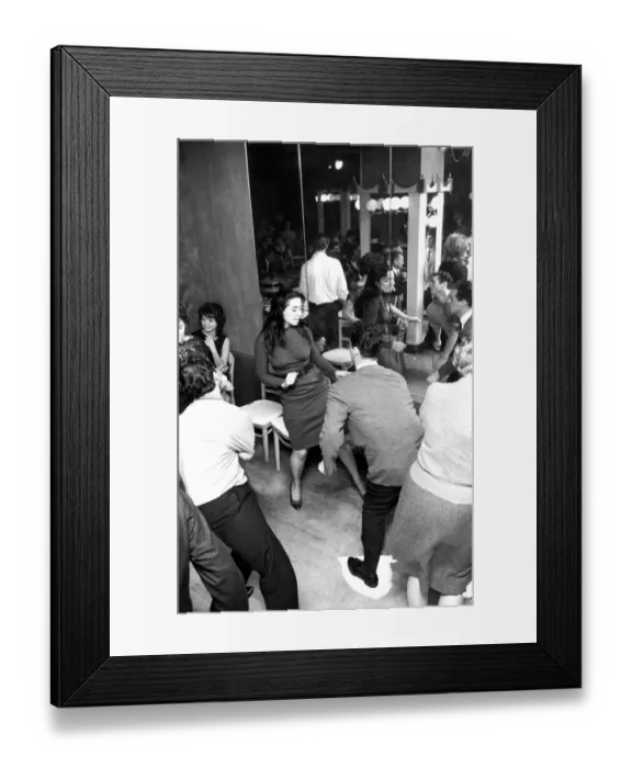 Framed Print : A mirror reflects the patrons in a night club dancing the twist dance / dancing / Framed Print : A mirror reflects the patrons in a night club dancing the twist dance / dancing /