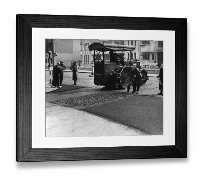 Framed Print : Rubberised Asphalt Paving - The first roadway of its type Framed Print : Rubberised Asphalt Paving - The first roadway of its type