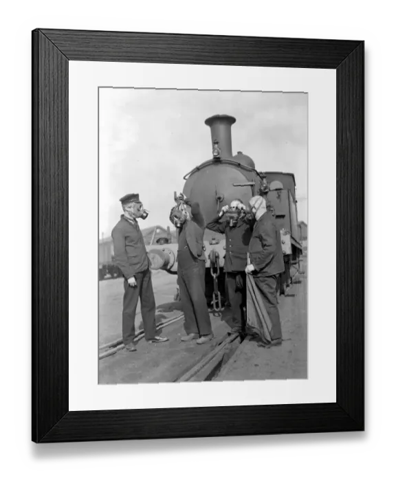 Framed Print : Air Raid precautions. Training for Southern Railway employees, at Vauxhall Framed Print : Air Raid precautions. Training for Southern Railway employees, at Vauxhall