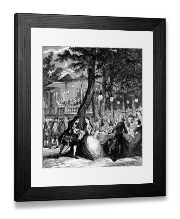 Framed Print : Supper at Vauxhall showing outdoor illumination probably 1800-1810 London History Framed Print : Supper at Vauxhall showing outdoor illumination probably 1800-1810 London History
