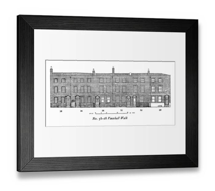 Framed Print : Nos 38-28 Vauxhall Walk South East London Measured drawing by A R Hansen History Framed Print : Nos 38-28 Vauxhall Walk South East London Measured drawing by A R Hansen History