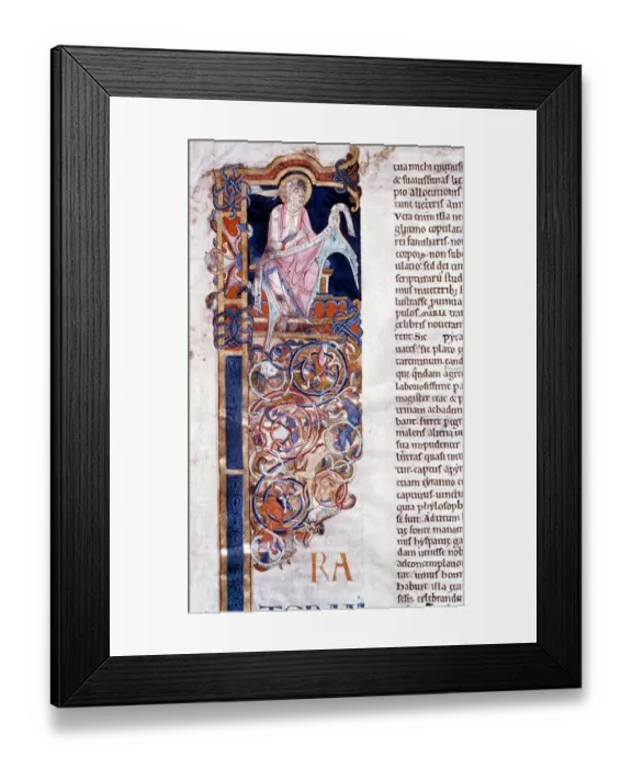 Framed Print : St Jerome writing his preface with hand of God on left