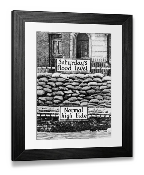 Framed Print : The disastrous overflowing of the Thames: The normal high-tide level at the point Framed Print : The disastrous overflowing of the Thames: The normal high-tide level at the point