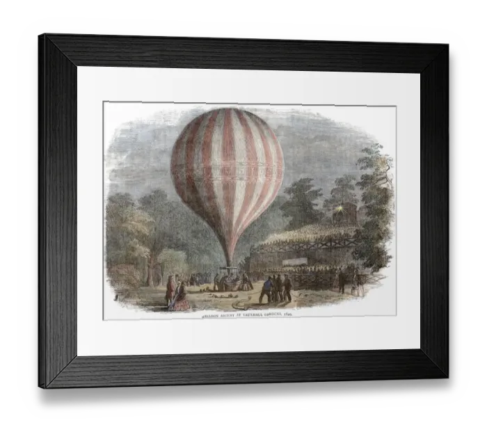 Framed Print : Balloon ascent at Vauxhall Gardens 1849 History of London - Vauxhall  /  Lambeth