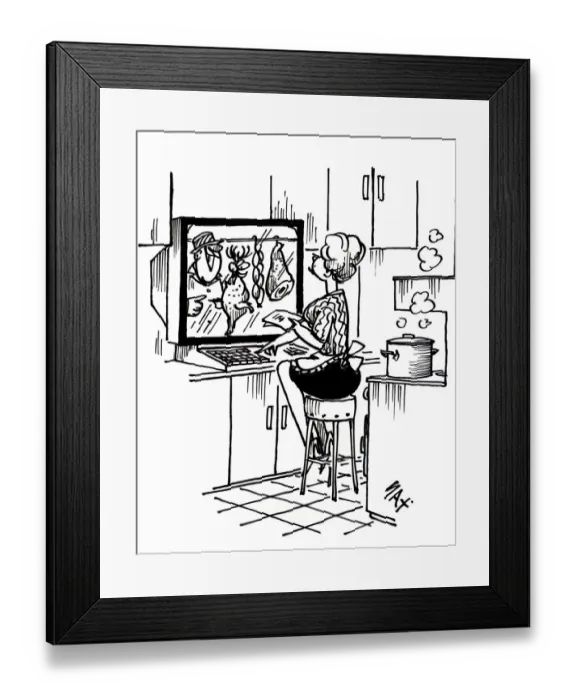 Framed Print : Cartoon by Sax The latest domestic appliance