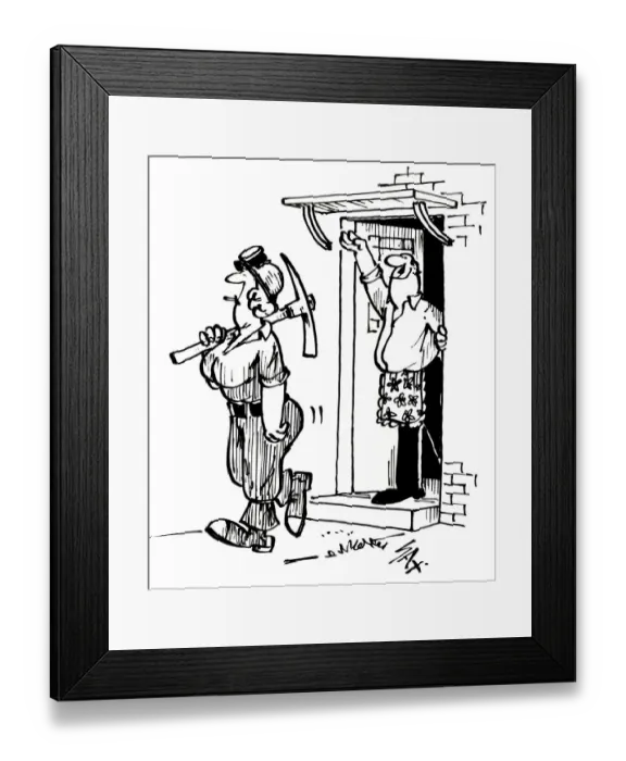 Framed Print : Cartoon by Sax A reversal of fortune. Bye Dear. I ll have dinner on when you get in Framed Print : Cartoon by Sax A reversal of fortune. Bye Dear. I ll have dinner on when you get in