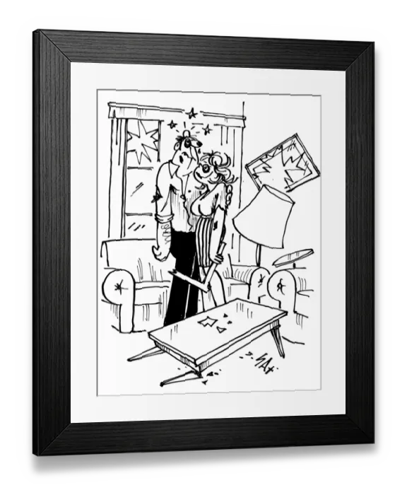 Framed Print : Cartoon by Sax Couple just after a heavy agreement Usually paying little or no attention Framed Print : Cartoon by Sax Couple just after a heavy agreement Usually paying little or no attention