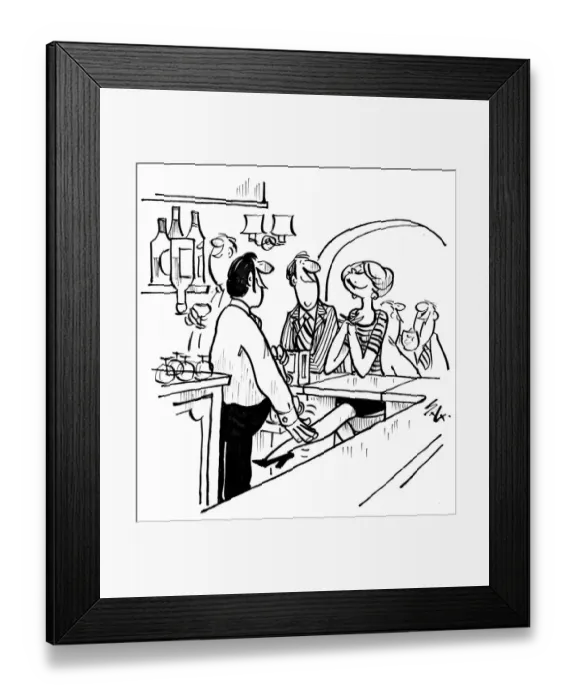 Framed Print : Cartoon by Sax Couple on Holiday Usually paying little or no attention to political correctness