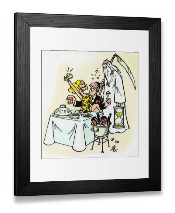 Framed Print : A cartoon by famous cartoonist Sax Framed Print : A cartoon by famous cartoonist Sax