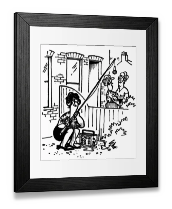 Framed Print : nosey neighbours over the fence. Cartoon by Sax Usually paying little or no attention Framed Print : nosey neighbours over the fence. Cartoon by Sax Usually paying little or no attention