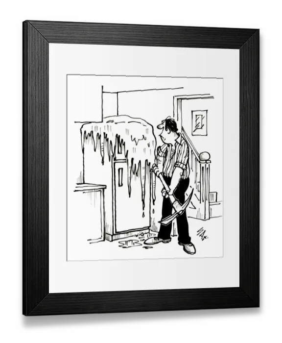 Framed Print : Cartoon by Sax When is it time to defrost the freezer Framed Print : Cartoon by Sax When is it time to defrost the freezer