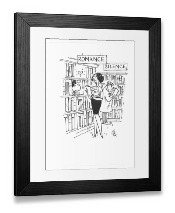Framed Print : Romance for book lovers. Library. Usually paying little or no attention to political correctness Framed Print : Romance for book lovers. Library. Usually paying little or no attention to political correctness