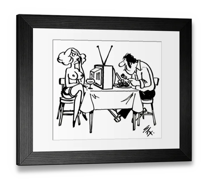 Framed Print : Cartoon by Sax How far does a woman have to go to get some attention. Wow love