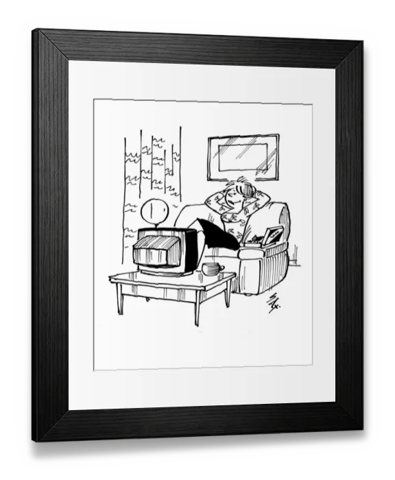 Framed Print : Watching television Usually paying little or no attention to political correctness Framed Print : Watching television Usually paying little or no attention to political correctness
