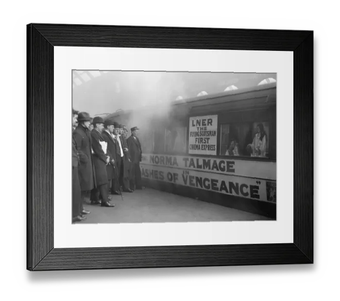 Framed Print : Cinema coach on Flying Scotsman at Kings Cross before its first journey Framed Print : Cinema coach on Flying Scotsman at Kings Cross before its first journey
