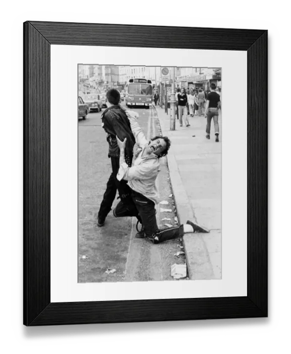 Framed Print : Punks arguing in the road. Margate, Kent Framed Print : Punks arguing in the road. Margate, Kent
