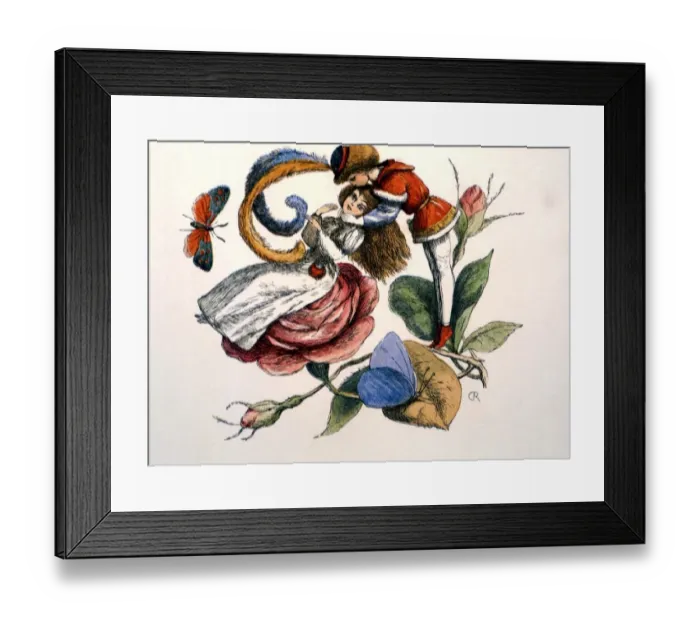 Framed Print : FAIRY TALES - Flirting. From Richard Doyles In Fairyland