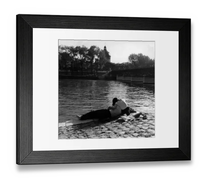 Framed Print : Romantic couple on the banks of the Seine, Paris in 1950s love couple romance romantic Framed Print : Romantic couple on the banks of the Seine, Paris in 1950s love couple romance romantic