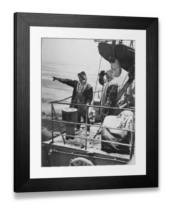 Framed Print : Ice floes in North Sea. Ice floes are still menacing fishing fleets and colliers in the North Sea