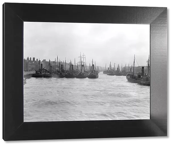 The Herring Fishing fleet moored in harbour at Great Yarmouth, Norfolk, England